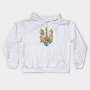 Ukrainian Floral Trident Kids Hoodie